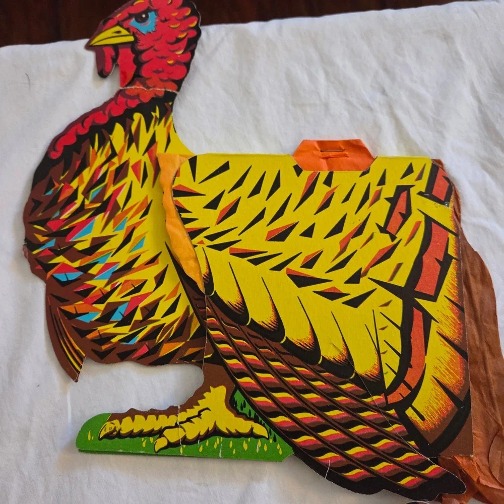 Vintage Thanksgiving Turkey Honeycomb Decoration table 2 Piece Set‎